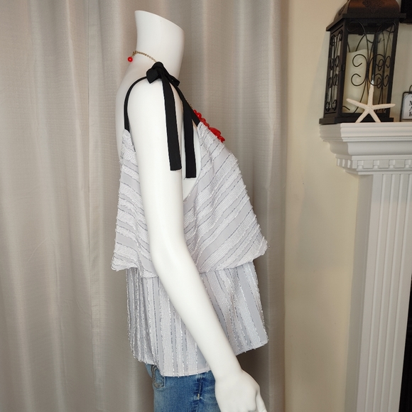 ELODIE RIBBON TIE LAYERED CAMI, BLUE NWT L - Picture 5 of 9